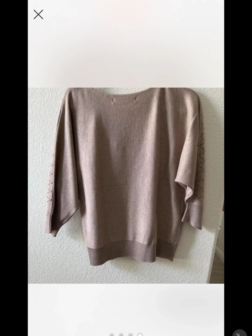 Scarlett Taupe Crew Neck Sweater with Stud Accents